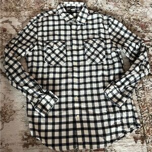 Banana Republic Men's Black and White Plaid Shirt